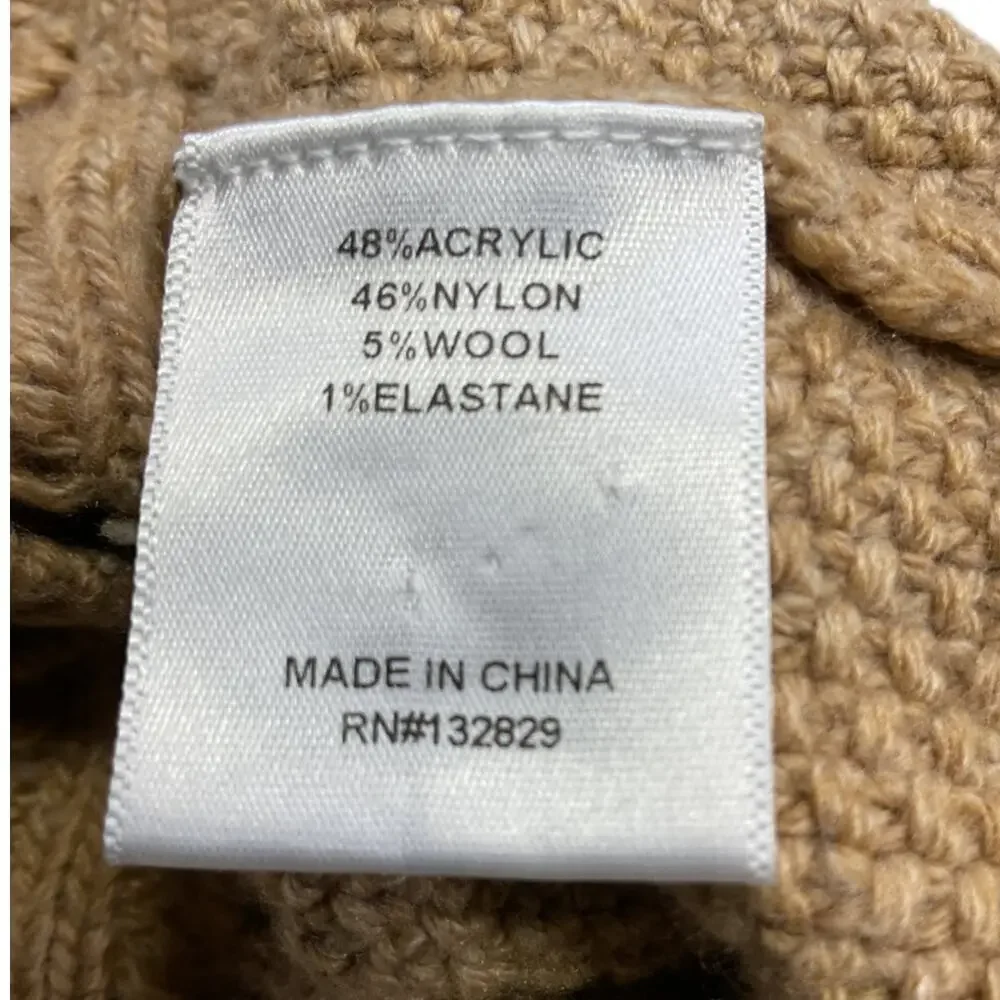 Camila Coelho Cable Knit Beige Carmen Sweater Size S